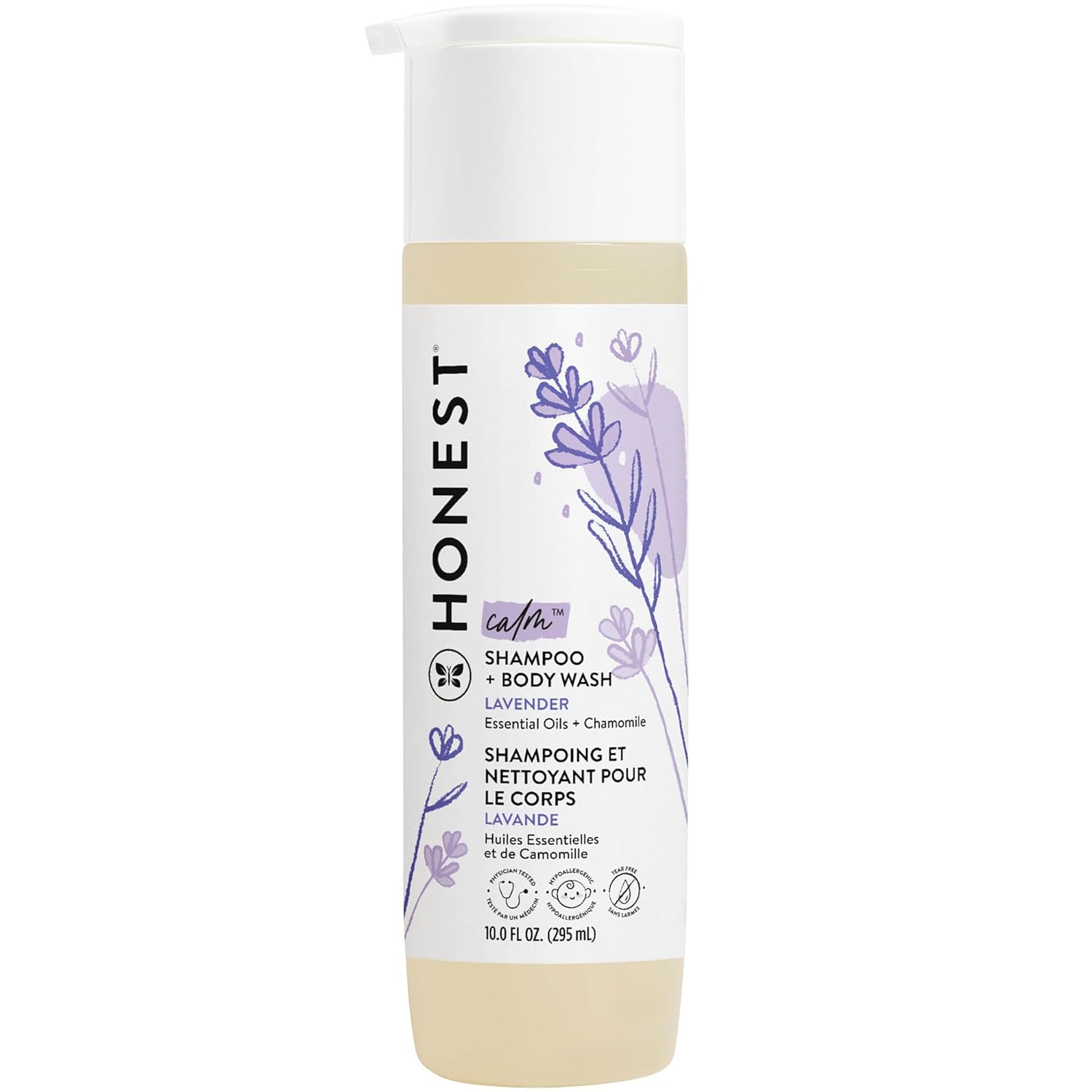 The Honest Company 2-in-1 Cleansing Shampoo + Body Wash | Gentle for Baby | Naturally Derived, Tear-free, Hypoallergenic | Lavender Calm, 10 fl oz