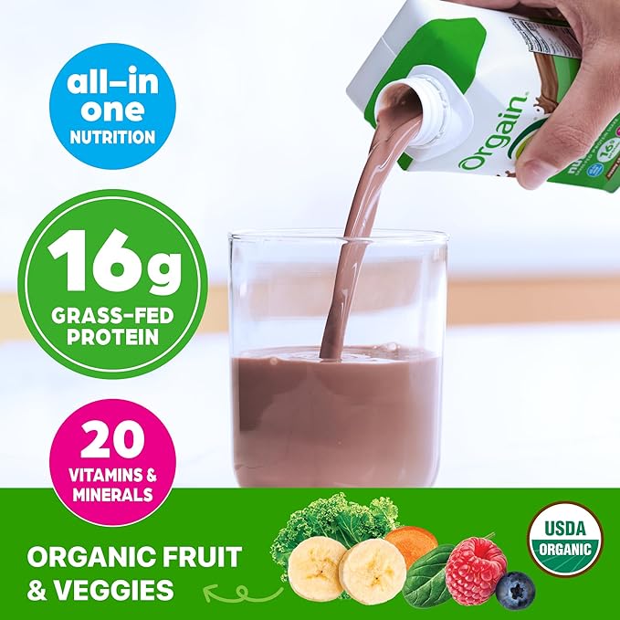 Orgain Organic Nutritional Protein Shake, Creamy Chocolate Fudge - 16g Grass Fed Whey Protein, Meal Replacement, 20 Vitamins & Minerals, Fruits & Vegetables, Gluten Free, Non-GMO, 11 Fl Oz (12 Pack) - Image 3