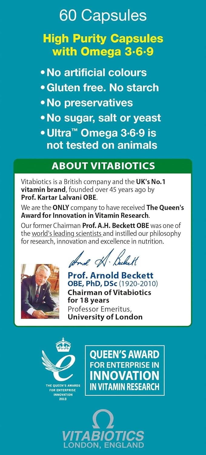 Vitabiotics Ultra Omega 3-6-9 Nutritional Supplements Capsules from Fish Oil Olive Oil Pumpkin Seed and Blackcurrant Oil - Image 4